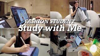 fashion student study with me | 2.5 hours, lofi music, real time