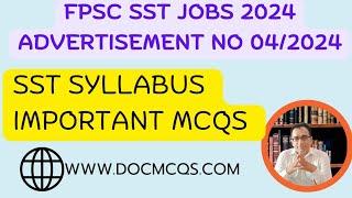 SST JObs 2024 in FPSC Syllabus and Preparation