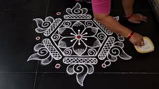 simple and easy festival rangoli design || small beautiful kolam || daily muggulu