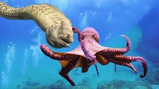 Amazing Fierce Battle Between Moray Eel and Octopus - Dangerous Hunting In Deep Sea