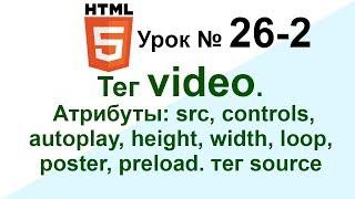 Как вставить  видео в HTML. video, source. loop, poster, preload,media, type Урок 26.2