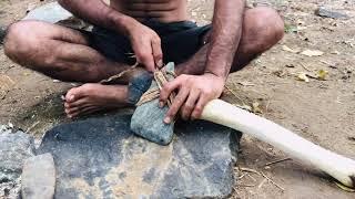 How to make stone hand axe/ primitive Celt | hatchet | making in forest | bush craft hatchet.