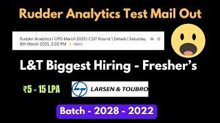 Finally L&T Hiring 2025  | Rudder Analytics Assessment Test | Mass Hiring | OFF Campus | hire me plz