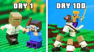 KING CHALLENGE: Steve Survived 100 Days As a KING - LEGO Minecraft Animation