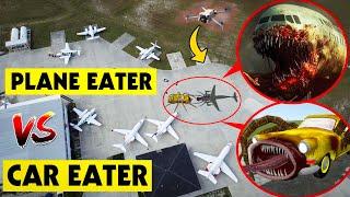 DRONE CATCHES CAR EATER VS PLANE EATER FIGHT IN REAL LIFE!!