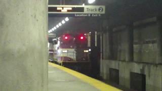 MBTA train comes and goes at Providence station.