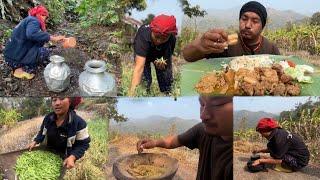 Me and wife cooking and eating Organic and delicious food || making pumpkin seeds chutney.