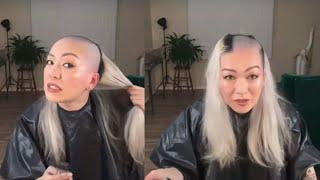 Self Head Shave With Big Trimmer || Beautiful Asian Girl Self Shave Head || Girl Full Head Shave