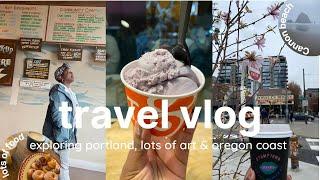 vlog: artsy portland stay, free doughnuts, art museum, powell’s books & oregon coast