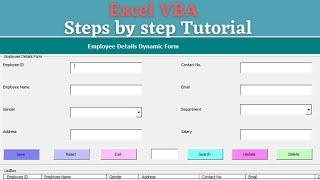 Excel VBA UserForm | Add Data | Reset | Exit | Search | Update | Delete |