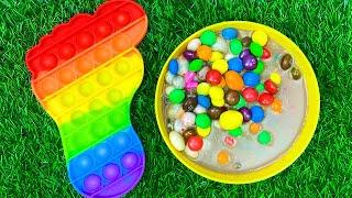 Oddly Satisfying Video l Candy Mixing with Magic Pop It & Rainbow Balls Playdoh Cutting ASMR