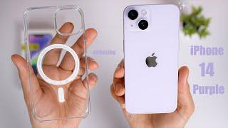 iPhone 14 Purple aesthetic Unboxing    MagSafe Accessories + Camera  Performance Test Must Watch