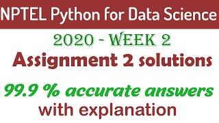 2022- NPTEL Python for Data Science Assignment 2 | 100% correct answers with explanation  2022