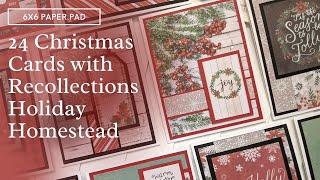 24 Christmas Cards with Michael's Recollections Holiday Homestead 6x6 Paper Pad