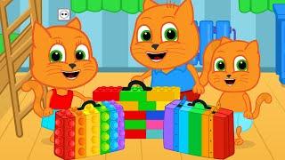 Cats Family in English - Pop-it suitcase Cats Cats Cartoon for Kids