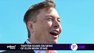 Twitter stock soars on news of Elon Musk stake