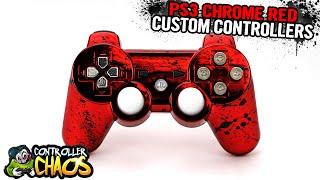 Chrome Red w/ Black Splatter - Custom PS3 Controllers - Controller Chaos