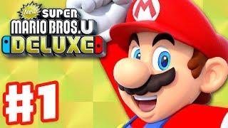 New Super Mario Bros U Deluxe - Gameplay Walkthrough Part 1 - Acorn Plains 100%! (Nintendo Switch)