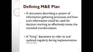 Monitoring & Evaluation Plan and Framework