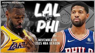 Los Angeles Lakers vs Philadelphia 76ers Full Game Highlights | Nov 8 | 2025 NBA Season