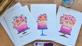EASY watercolor birthday card tutorial, perfect DIY gift for your favorite person
