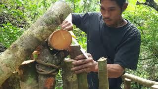 Solo camping hujan deras   Membuat tempat perlindungan di tepi aliran sungai kecil, Bushcraft