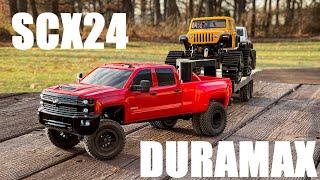 The Ultimate SCX24 Tow Rig! 3500 Duramax Dually and Gooseneck! 4K