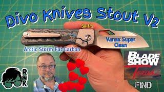 Unboxing the Divo Knives Stout V2 knife in Arctic Storm Fat Carbon scales & Vanax Super Clean