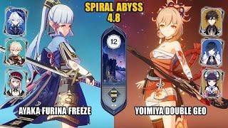 (F2P) Ayaka Furina Freeze & Yoimiya Double Geo | Spiral Abyss 4.8 - Floor 12 | Genshin Impact