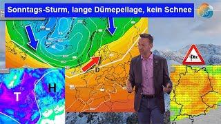 Das Wichtigste in Kürze: Sonntags-Sturm, lange "Dümpel-Lage", im Oktober kein Schnee/Wintereinbruch.