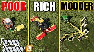 Farming Simulator 19 : POOR vs RICH vs MODDER !!! Game Style Comparison