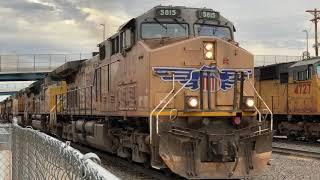 It takes 7 diesel engines = 30,000 hp to pull a UP grain train out of Cheyenne up Sherman Hill