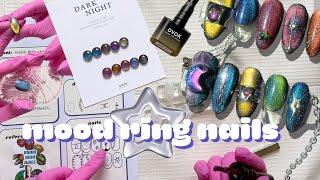 Creating Mood Ring Nails - using every color & learning magnet gels!