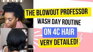 The Blowout Professor wash day routine on 4c hair. Detailed talk through wash day video 2024