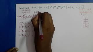 Theory of Computation: PDA Example (a^n b^m c^m d^n)