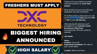 DXC Technology Freshers Hiring Announced | OFF Campus Drive For 2025, 2024, 2023 Batch | Apply Now