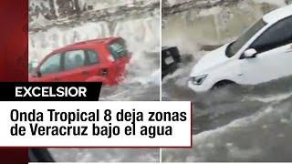 Autos flotan en Veracruz tras intensas lluvias e inundaciones