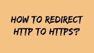 How to Redirect http to https?