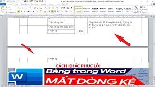 Cách sửa lỗi bảng trong Word bị mất dòng kẻ. Khắc phục bảng trong Word  mất dòng kẻ khi sang trang.