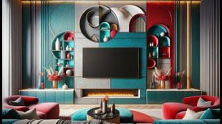 AI MODERN Mid-Century TV Wall Ideas for Tall Walls | Neutral & Bold Palettes