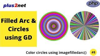 Drawing filled arc, circles & patterns using colours and angles  by  imagefilledarc() in PHP GD