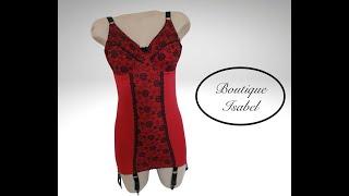 RETRO KORSELETTE IN RED WITH BLACK LACE. - By Isabel