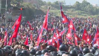 Thousands of protesters take to the streets of Nepal demanding a restoration of country's monarchy