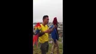 Chan the Birdman Teaching Children about his Macaws