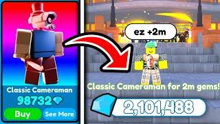 EZ GEMS!! I GOT CLASSIC CAMERAMAN and SOLD FOR 2MGEMS | Toilet Tower Defense