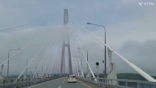 Travelling across the World's Longest Cable Stayed Bridge, The Russky Bridge, Vladivostok, Russia.