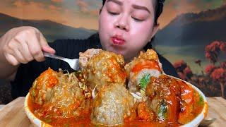 Seger bakso urat isi tetelan cabe rawit plus soun touge,sambal pedas satu mangkok Mukbang