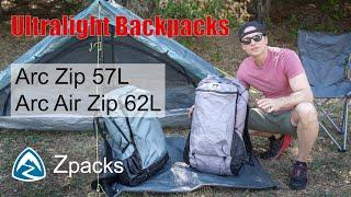Zpacks Arc Air Zip 62L vs Arc Zip 57L Ultralight Backpacks | Review & Comparison