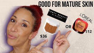 Fenty & L'Oreal POWDER FOUNDATION Comparison & Try-On**Are They Good for Mature Dry Skin?