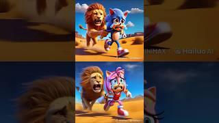 So Funny  Sonic and Amy Rose Chased by Lion #shorts